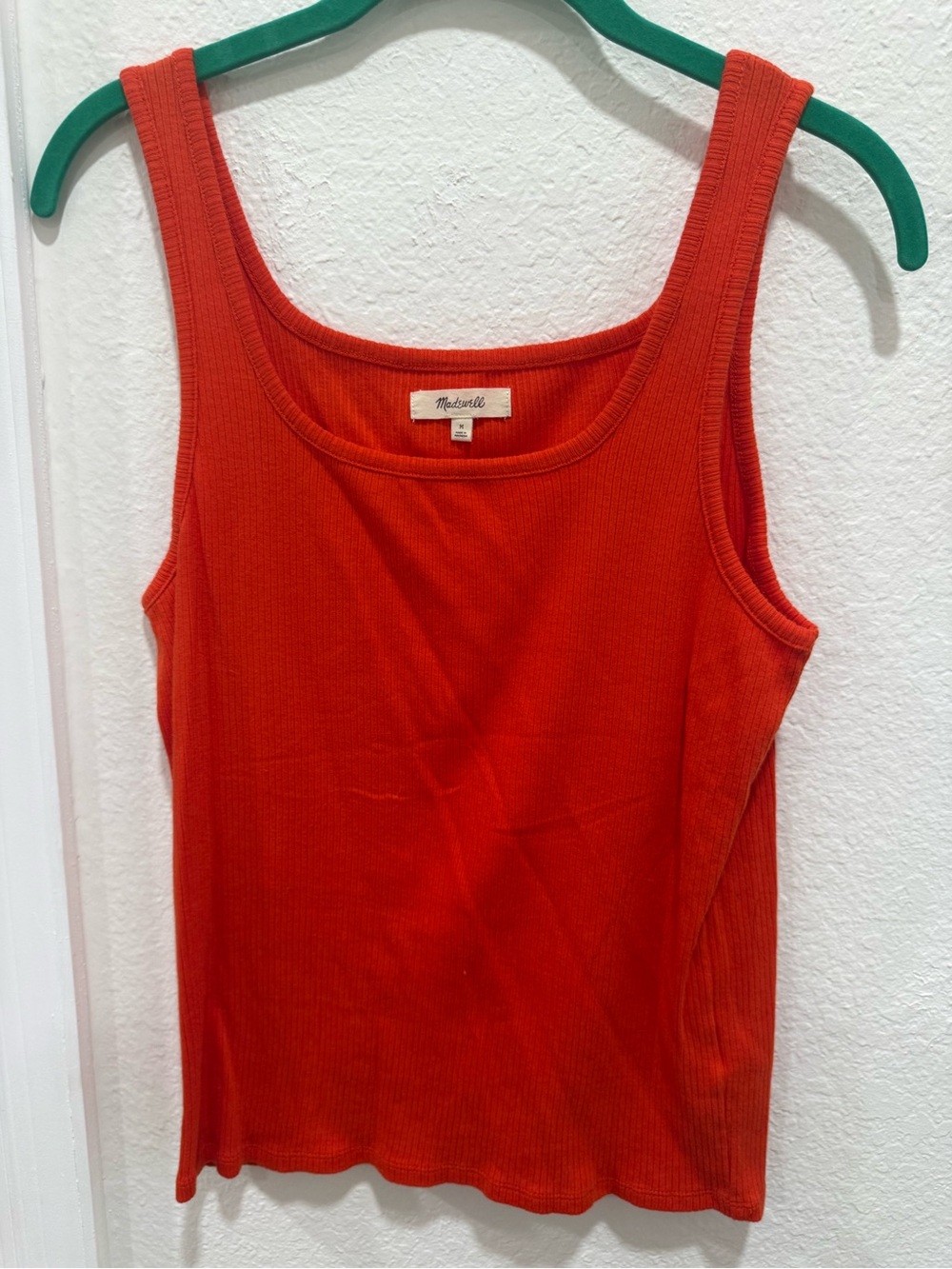 Madewell Orange Ribbed Scoop Tank Top